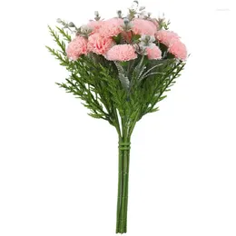 Decorative Flowers Silk Carnation Artificial Flower Bouquet Mother's Day Gift Home Desktop Decoration Wedding Layout Fake
