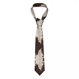 Bow Ties Formal Brown Calf Cowhide Neck For Office Personalised Mens Animal Skin Fur Leather Texture Necktie