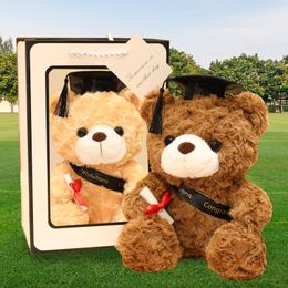 2023 New Graduation Season Gifts Teddy Bear With Bachelor Hat Plush Dolls Scholar Teddy Congratulation Bear With Gift Bag 6 Colours Wholesale