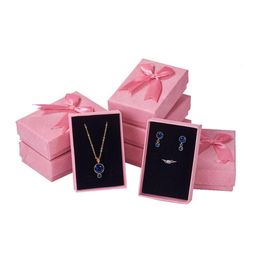 Jewellery Pouches Bags 24Pcs Sweet Bowknot Gift Box Rec Cardboard Boxes Container Earrings Necklace Bracelet Display Case Wit Dhgarden Dhsxq