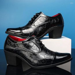 Dress Shoes Arrival High Heel Men's Black Leather Shoe Big Size 46 Pointed Toe Men Oxford For Zapatos De Vestir