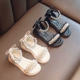 Sandálias câmeras de câmeras sandálias de couro feminino 2-12 anos de verão Princesa coreana Sapatos de renda Sapatos de moda de moda macia