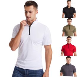 Men's T Shirts 2023 Shirt Men Solid Casual Short Sleeve Man T-shirt For Male With Zipper Fitness Clothing Tops Tees