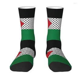 Men's Socks Palestine Flag Dress Women's Warm Funny Novelty Palestinian Hatta Kufiya Keffiyeh Pattern Crew