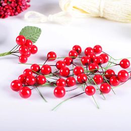 Decorative Flowers 100 Pcs Home Accessories Fake Berries Christmas Artificial Red Berry Small Fruit