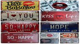 2021 Happy Life License Plate Metal Painting Store Bar Wall Decoration Tin Signs Vintage Letter printed Family House Home Decor Pl7366992