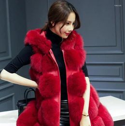 Women's Fur TUHAO Plus Size 4XL Women Fashion Hooded Faux Coat Autumn Winter Sleeveless Vest Large Long Overwear LQ310