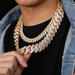 necklace moissanite chain Hip Hop Jewellery Fashion 18K Gold Plated Brass CZ Zircon Diamond Luxury Iced Out Miami Cuban Link Chain Necklace For Men Women