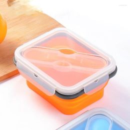 Dinnerware Single Compartment Lunch Box Silicone Folding Microwave Oven Sealed Fresh-keeping Student