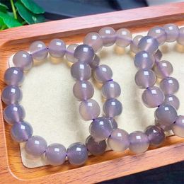 Bangle Natural Puple Agate Bracelet Fortune Energy Crystal Gemstone Mineral String Woman Amulet Jewelry Healing Gift 10x11mm