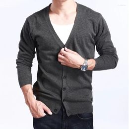 Men's Sweaters Spring Autumn V-neck Knitted Woolen Sweater Long Sleeved Solid Color Slim-fit Bottom Cardigan Button Coat Male Fashion Top