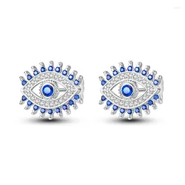 Stud Earrings Children's Fun 925 Pure Silver Blue Eyelash Magic Eye Women's Proposal Boutique Jewellery Gift