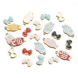 Charms 10pcs Cute Bow Tie Enamel DIY Findings Multicolor Zinc Alloy Bowtie Pendants For Fashion Jewelry Making Accessories Gifts