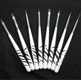 Whole8pcs Manicure painting tool set crystal carved potherapy nail pull Chien brush pen zebra whole M019074296718