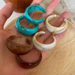 Hoop Earrings 2023 Korea Colourful Acrylic Geometric C-shaped Retro For Women Girls Party Travel Jewellery Gifts