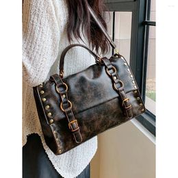 Fashion Shoulder Women Handbag Retro Pu Leather Briefcase Preppy Style College Girls Crossbody Bag Totes