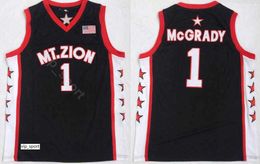 College Tracy McGrady Jerseys 1 Christian MT.ZION T-Mac Basketball Jerseys Team Colour Black Breathable University Top Quality On Sale