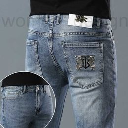 Men's Jeans designer luxury Spring and Summer New Light B Luxury Korean Version Thin Elastic Feet Slim Fit Brand Menswear B