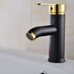 Bathroom Sink Faucets Black Basin Faucet Stainless Steel Single Handle Tap Cold And Mixer Water Deck Mounted