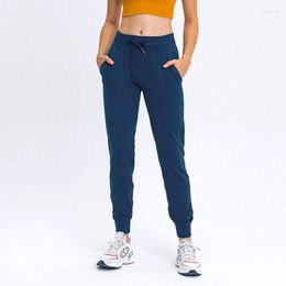 Active Pants Sport Trousers Casual Women High Quality Loose Yoga Pockets Waist Drawstring Athletic Elastic GYM Fitness Leggings