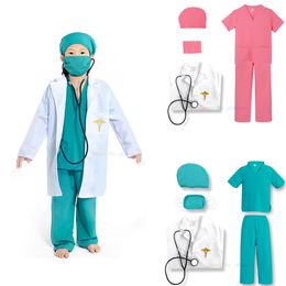 Cosplay Kids Doctor Nurse Shirt Pants Coat Suit Boys Girls Halloween Cosplay Costumes Children Party Role Playing Dress Up Outfit 230403