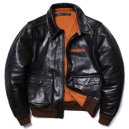Men's Leather Faux Classic A2 Type High Quality Bicolor Horsehide Jacket Genuine Air Force Vintage Colth Motorcycle Retro Coat 231102