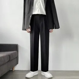 Men's Suits 2023 Summer Casual Suit Pants Men Breathable Korean Fashion Semi-Wide Banded Waist Slacks Straight Loose Drape Trousers M07