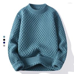 Men's Sweaters 897504629 Men's 2023 Lozenge Texture Sweater Solid Colour Casual Loose Pullovers Sweatshirt Japanese Street Style