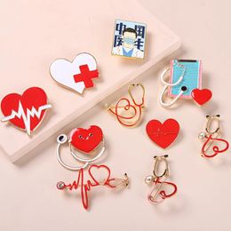 Party Supplies Medical Series Brooch Creative Stethoscope Electrocardiogram Male And Female Doctor Modelling Paint Pin Lapel Pins