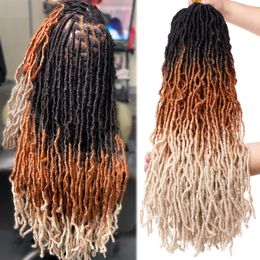 New Faux Locs Hair Distressed Goddess Locs Crochet Braids 3 Tone Messy Soft Locs Braiding Hair Synthetic Curly Wavy Locs Hair Extensions