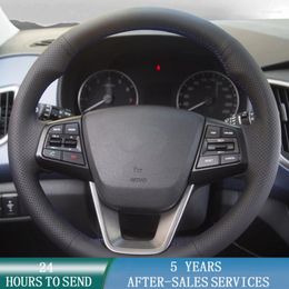 Steering Wheel Covers Customized Car Braid Cover Anti-Slip Cowhide For Creta 2023 Auto Interior Accessories