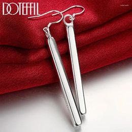 Dangle Earrings 925 Sterling Silver Smooth Small Cylindrical Long Charm Women Jewelry Fashion Wedding Party Gift