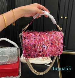 Evening Bags Colour Designer Crossbody Bag Women Classic Mini Clutch Bags Flap Square Sequin Pearl Shoulder Handbag Hardware Chain Tote Purse