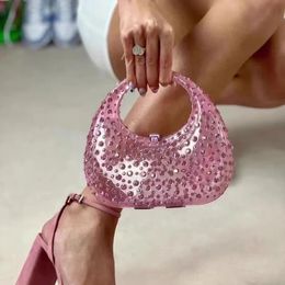 Evening Bags Summer Shiny Diamond Transparent Acrylic Clutch Box Bag Ins Women's Evening Retro Handbags Ladies Diamonds Pink Crystal Mini Bag 231102