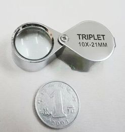 30 * 21mm Jewelry Appraisal 10X Magnifier Metal Folding Portable Magnifying Glass Lens