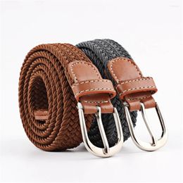 Belts Casual Knitted Pin Buckle Simple Belt Woven Canvas Elastic Expandable Braided Stretch Candy Colours For Men Women Jeans