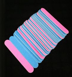 Whole 100240 Grit Sanding Nail File 13x6cm 100pcs Pinkblue Two Colors Straight Edge Stick Nail Art Salon Glitter Tools1971865