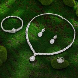 Necklace Earrings Set 2023 4-piece Cubic Zirconia Jewelry Women's Wedding And Earring Bridal