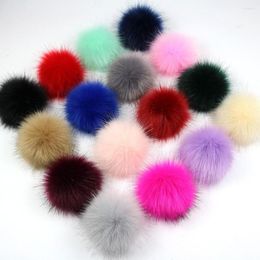 Keychains 2pc/lot 10cm DIY Acrylic Faux Raccoon Fur Pompom Artificial Pom For Beanie Hats Ball With Elastic/Button Sewing Crafts