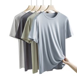 Men's T-Shirts 94% Pattern 6% Spandex Summer Short Sleeve T-shirt Men's Crew Neckline Solid Colour Casual Underwear Brand High Quality Men's Clothing 230403