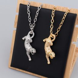 gold silver Tiger animal diamond chains Luxury pendant long necklaces for women men designer Jewellery high quality Fashion Party Christmas Wedding gifts Birthday