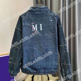 Luxury Men's Coat Denim Autumn/Winter New Hand-painted Vintage Denim Cotton-padded Jacket Brand Do Old Washed Denim Fashion Logo Prints Unisex