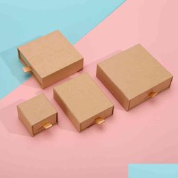Jewellery Stand 12Pcs/Lot Square Holder Kraft Paper Boxes Vintage Design Earrings Ring Necklace Christmas Gift Box Drop Delive Dhgarden Dh0Qx