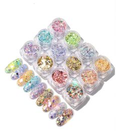 1 Jar 12 Colours Nail Glitter Mix Powder Sequins Sparkly Shiny Flakes Powders Nails Art Decoration Accessories5473027