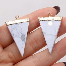 Pendant Necklaces White Turquoise Natural Stone Gem Triangle CraftsDIY Jewelry Making Charm Necklace Earring Accessories Gift Party23x38mm