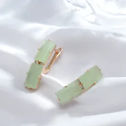 Dangle Earrings Wbmqda Fashion Square Mist Green Zircon Drop For Women 585 Rose Gold Color Elegant Daily Matching Fine Jewelry