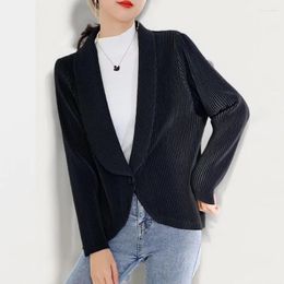 Women's Blouses Miyake Pleated Casual Versatile Suit Top Autumn Cardigan Solid Colour Coat Advanced