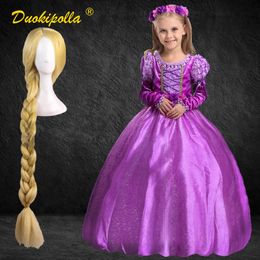 Cosplay Tangled Girls Rapunzel Dress Christmas Holiday Kids Fancy Puff Sleeve Princess Dress Halloween Costume Girls Boutique Outfits 230403