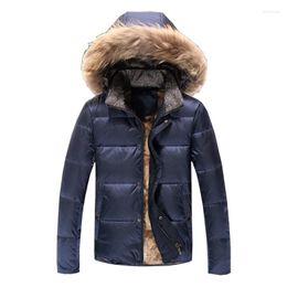Men's Down Men Winter Jackets Fashion Fur Hood Cotton Padded Thick Warm Outerwear Mens Coat Male Brand Parka