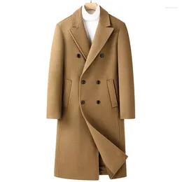 Men's Jackets Mens Wool Blend Trench Coat Autumn Winter Double Breasted Long Pea 2023 Fashion Casual Notched Lapel Classic Overcoat Man